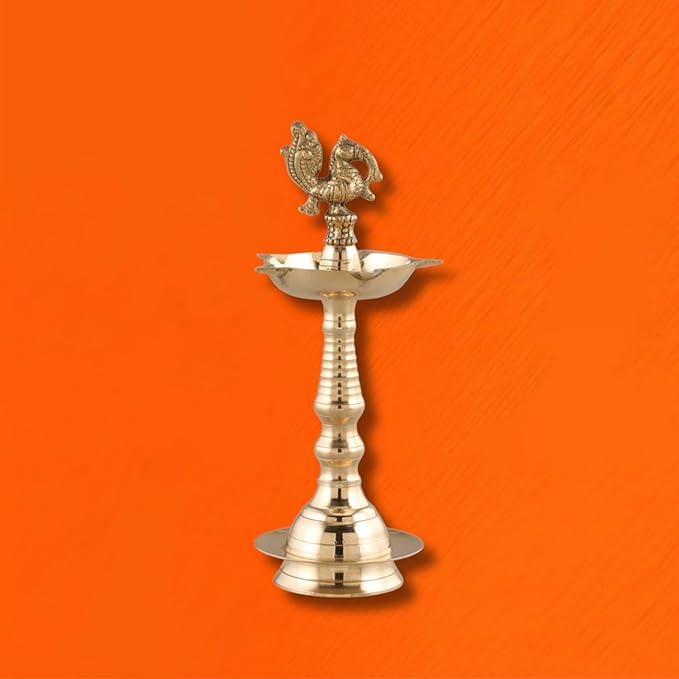Brass Peacock Kerala Fancy Diya - 9inch