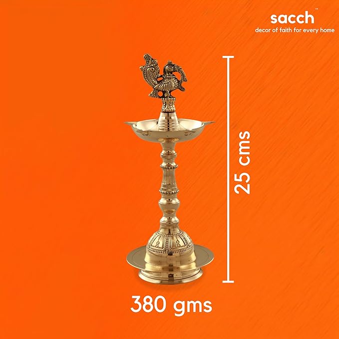 Brass Peacock Diya 9 Inches