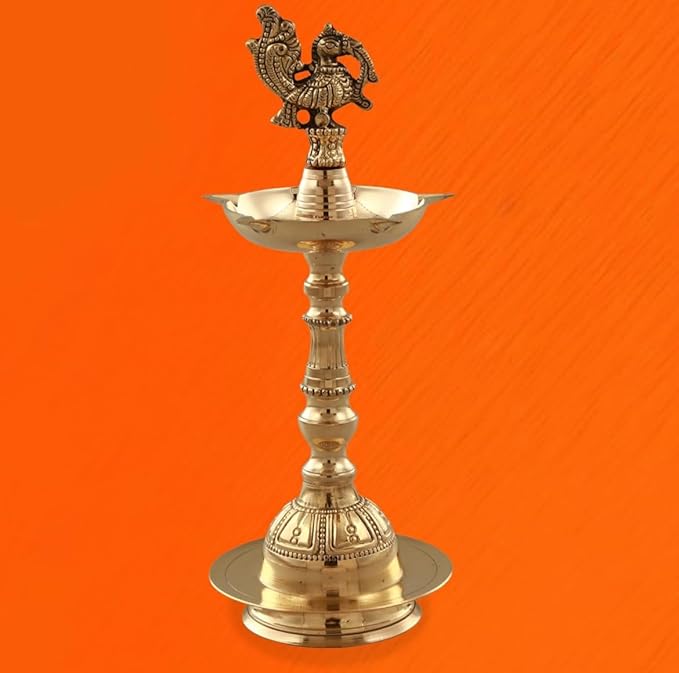 Brass Peacock Diya 9 Inches