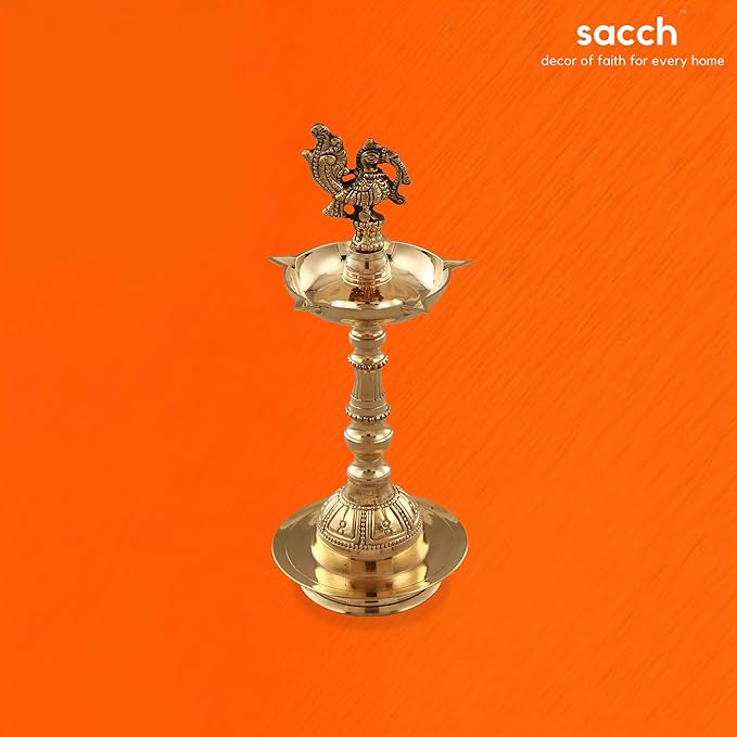 Brass Peacock Diya 9 Inches