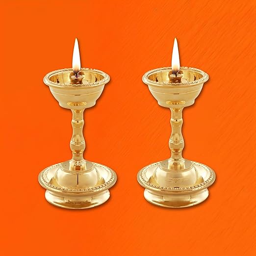 Brass Udupi Nanda Diya for Puja (Set of 2)