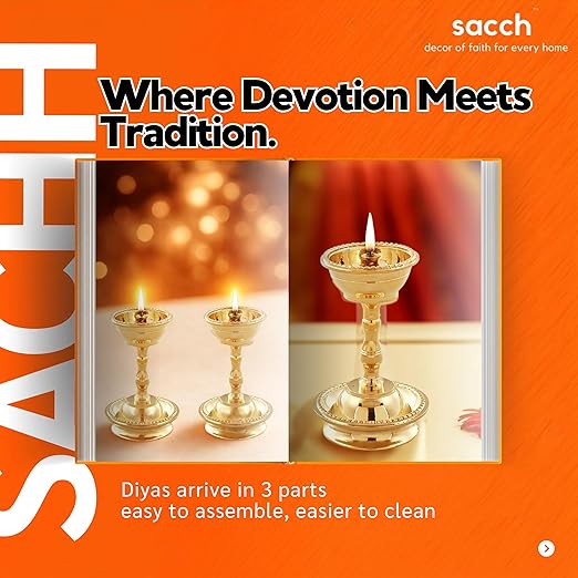 Brass Udupi Nanda Diya for Puja (Set of 2)