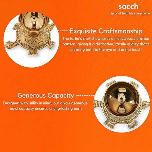 Brass Turtle Diya with 5 Inch Thali