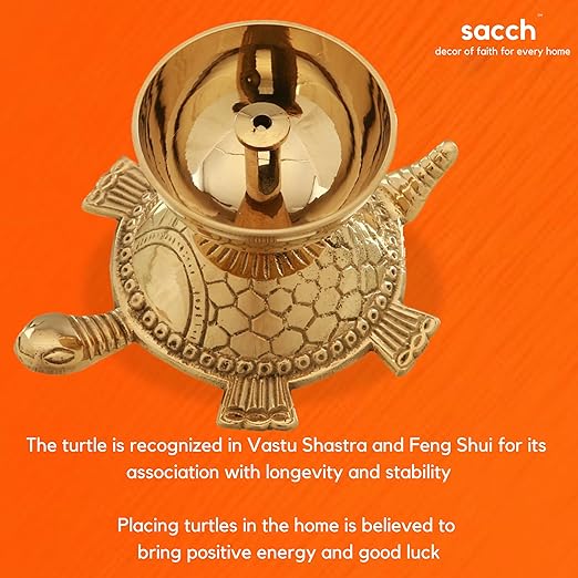 Brass Turtle Diya with 5 Inch Thali