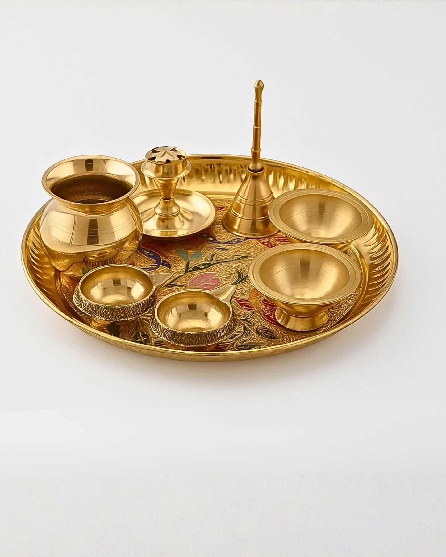 Pooja Thali Set – Royal Meenakari Floral Design