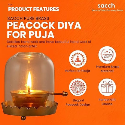 Akhand Diya with Glass Cover