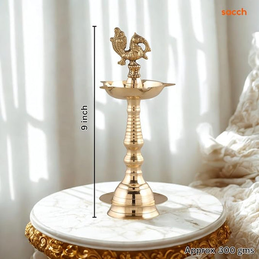 Brass Peacock Kerala Fancy Diya - 9inch