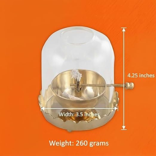 Akhand Diya with Glass Cover