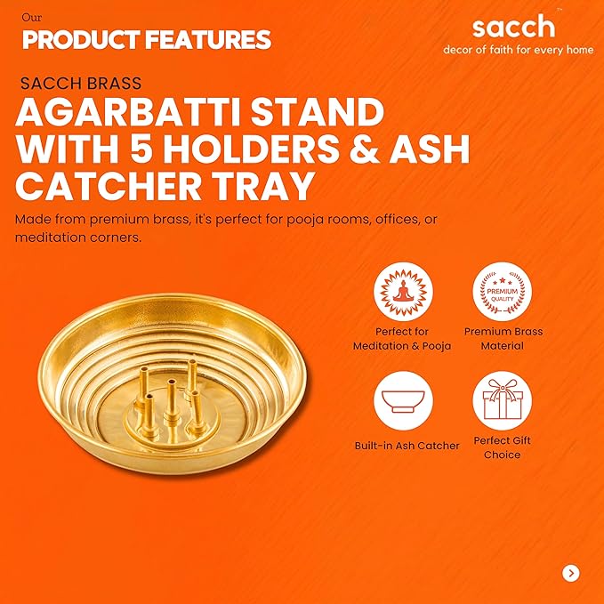 Agarbatti Stand with Ash Catcher Tray - 5 holder