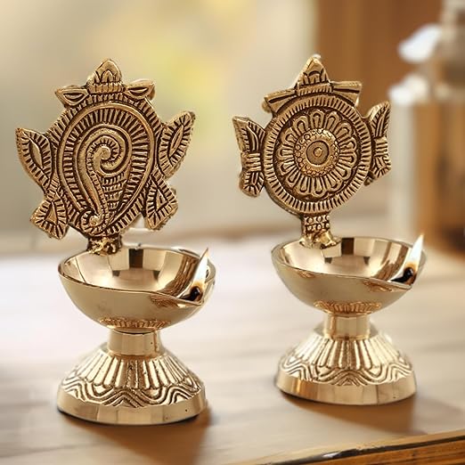 Brass Shanku Chakra Diya